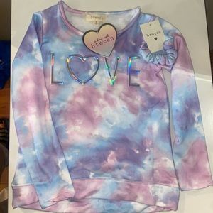 Love tye dye long sleeve girl’s sweater with free hair tie
